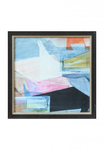 Framed Mid Century Expressionistic Watercolor Painting