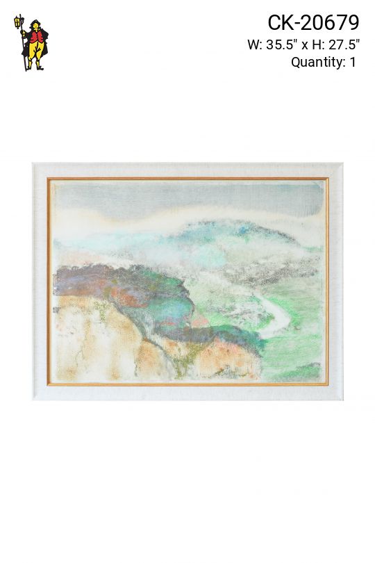 Framed Cleared Soft Watercolor Landscape Painting