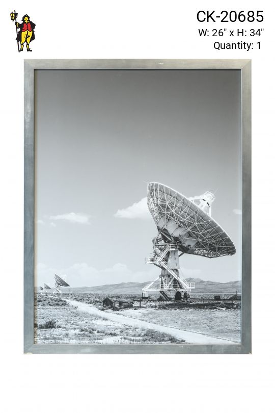 Framed Cleared Black & White Minimalist Radio Satellite Photograph