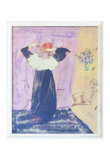 Framed Impressionism Lithograph of Female Figure