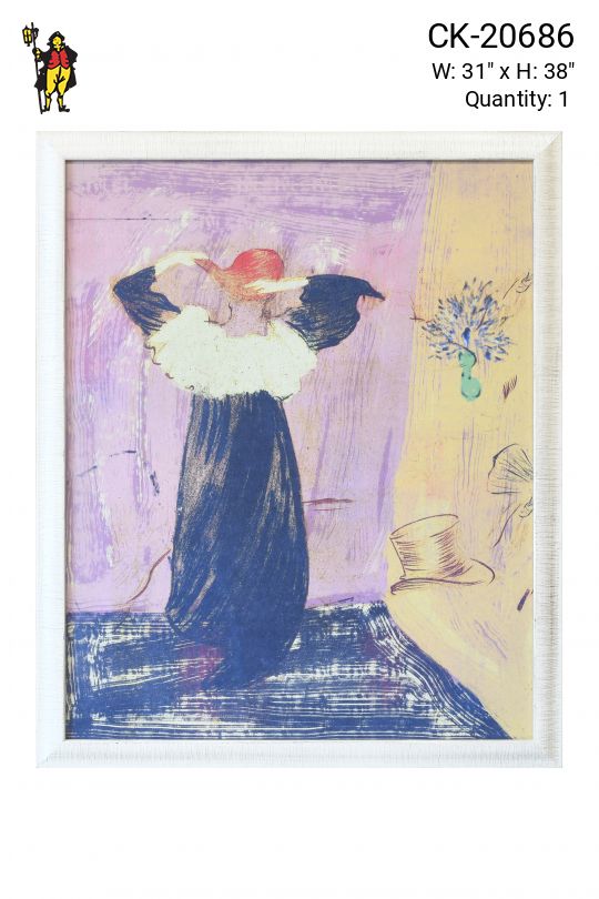 Framed Impressionism Lithograph of Female Figure