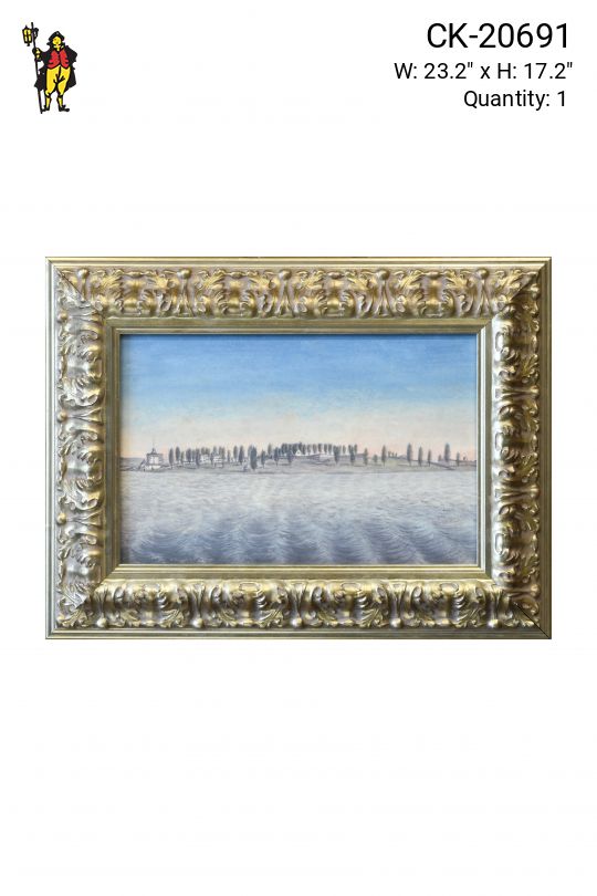 Framed Cleared Waterside Landscape Painting