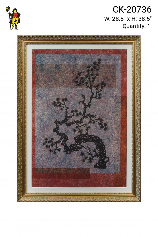 Framed Mixed Media East Asian Motif Print - 8