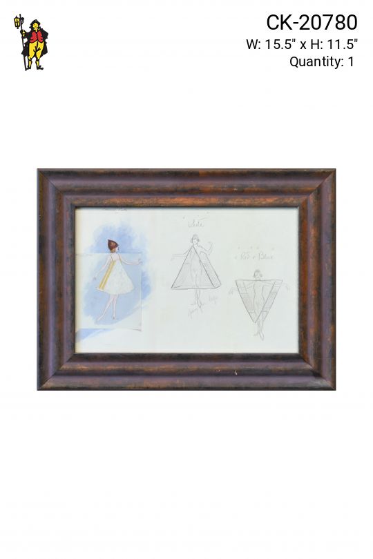 Framed Mid Century Fashion Illustration