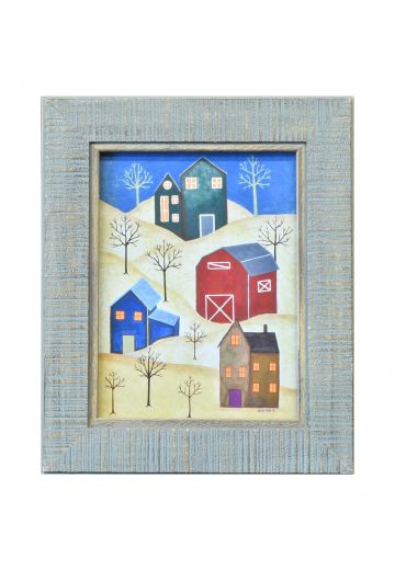 Framed Salt Box Style Folk Art Painting - 3