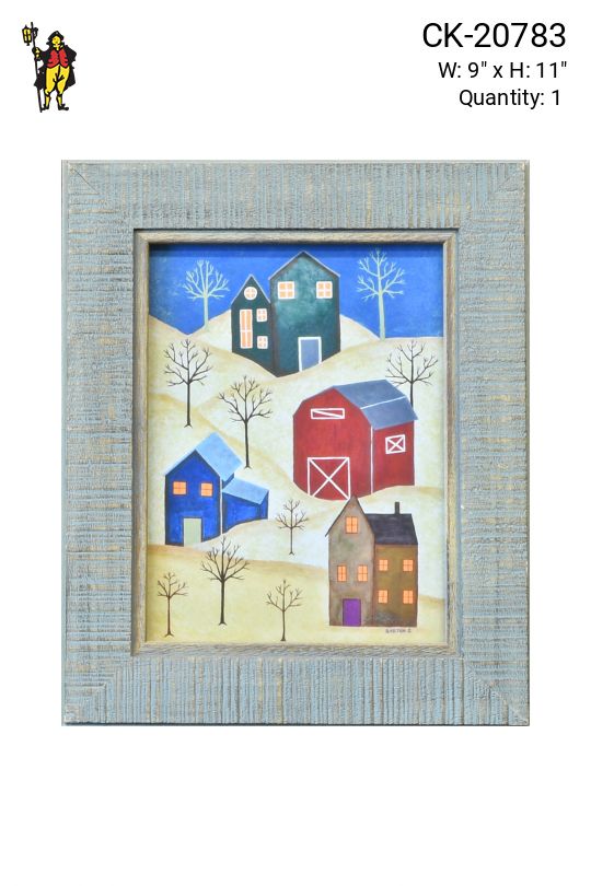 Framed Salt Box Style Folk Art Painting - 3