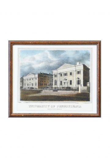 Framed Hand Colored Lithograph of Academic Building