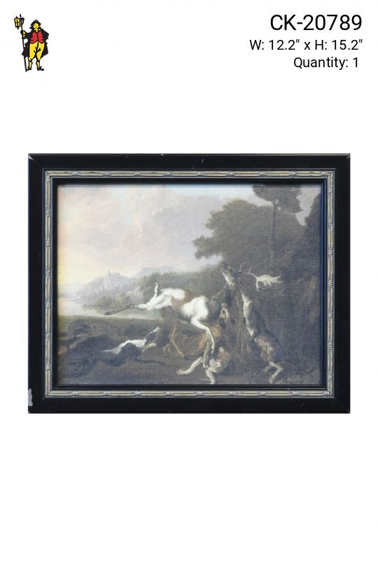Framed Cleared Hunting Scene Painting