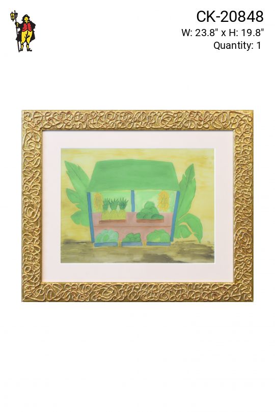 Framed Cleared Folk Art Tropical Watercolor