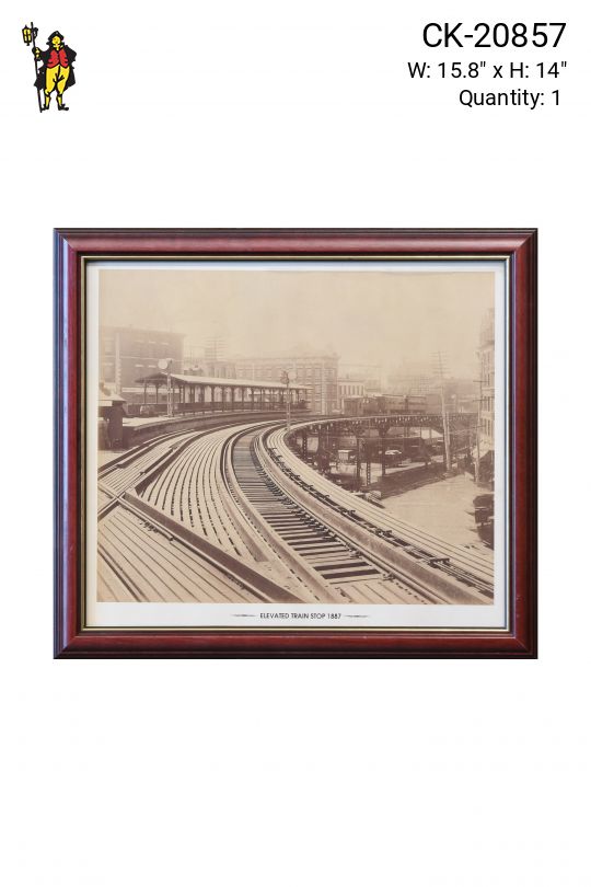 Framed Cleared 19th Century Elevated Train Photograph