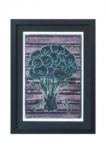 Framed Cleared Folk Linocut Block Print