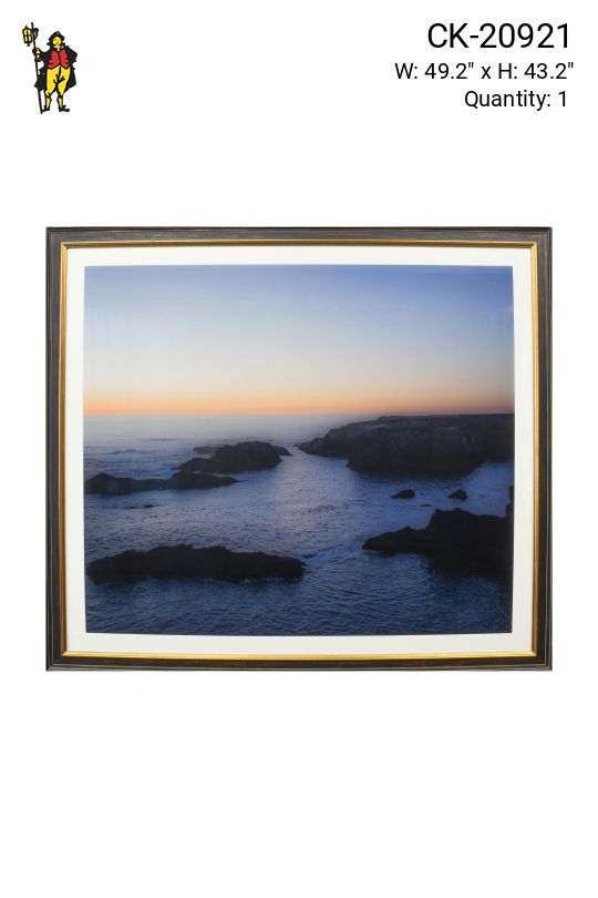 Framed Cleared Tranquil Coastal Landscape Photograph