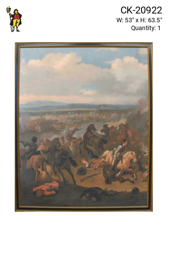 Framed Cleared Baroque Style Battle Scene Painting