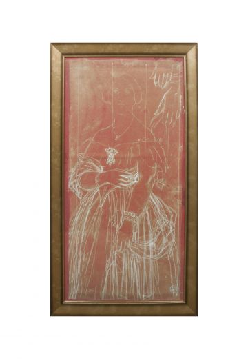 Framed Cleared Oversize Line Drawing of Female Figure