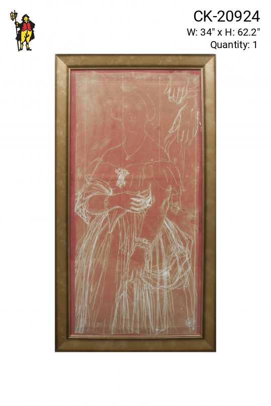 Framed Cleared Oversize Line Drawing of Female Figure