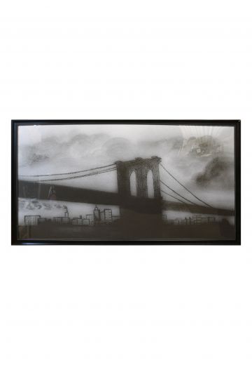 Framed Brooklyn Bridge Charcoal Painting
