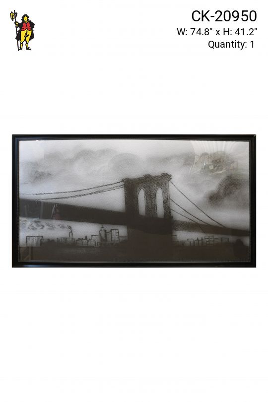 Framed Brooklyn Bridge Charcoal Painting
