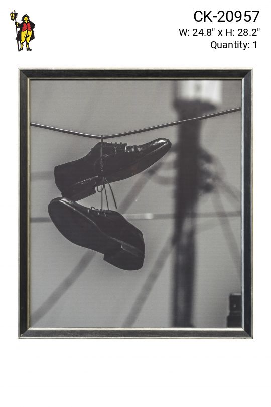 Framed Cleared Black & White Photograph of Black Dress Shoes