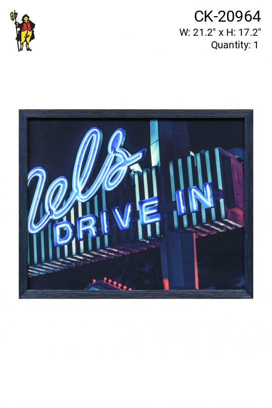 Framed Neon Drive In Sign Photograph
