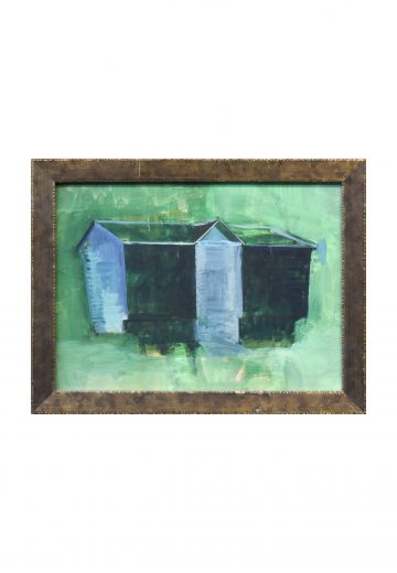 Framed Cleared Mid Century Painting of a House