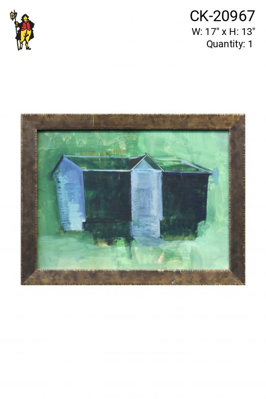 Framed Cleared Mid Century Painting of a House