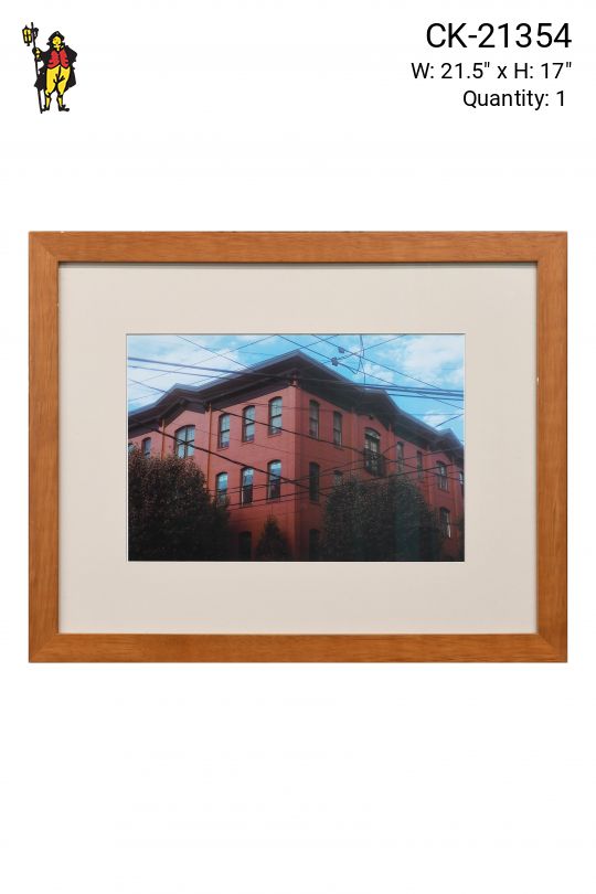 Framed Cleared Urban Building & Power Lines Photograph