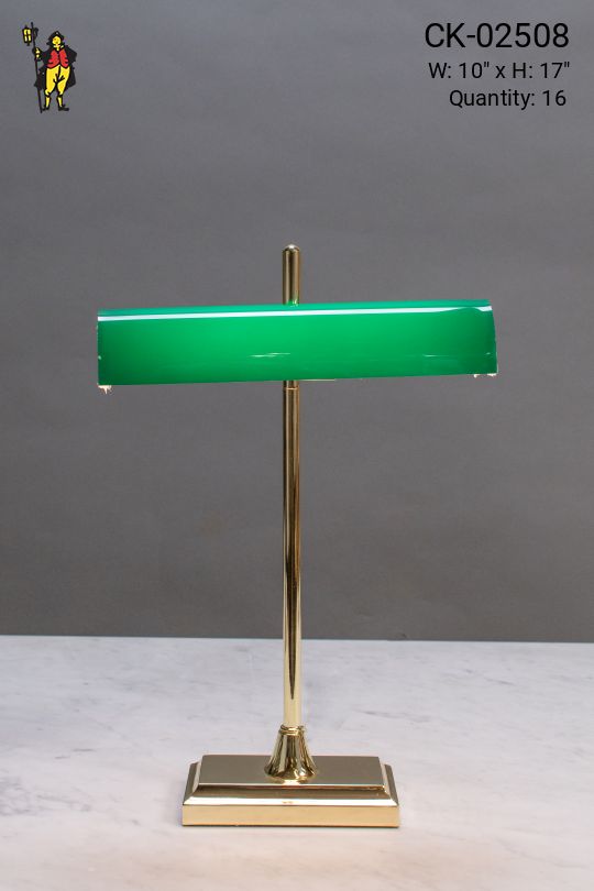 Brass Desk LED Lamp w/Green Shade