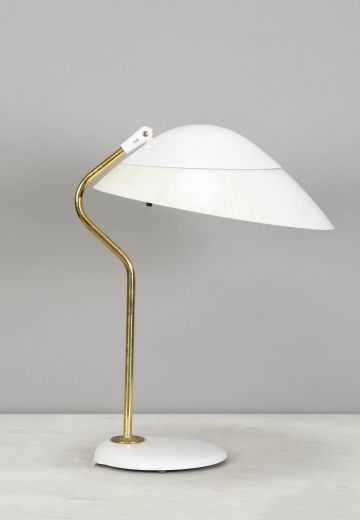 White & Brass Adjustable Vintage Desk Lamp