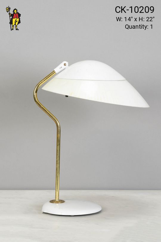 White & Brass Adjustable Vintage Desk Lamp