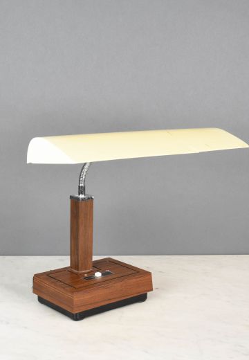 Wood & Plastic Gooseneck Fluorescent Desk Lamp