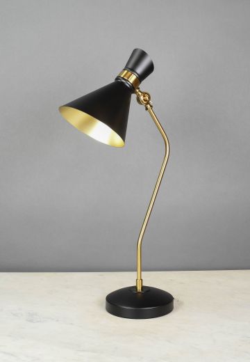 Black & Brass Mid Century Modern Desk Lamp