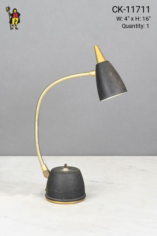 Black & Brass Small Mid Century Desk Lamp