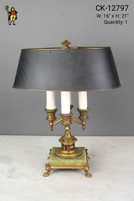 Four Candle Bouliette Style Metal Shaded Table Lamp