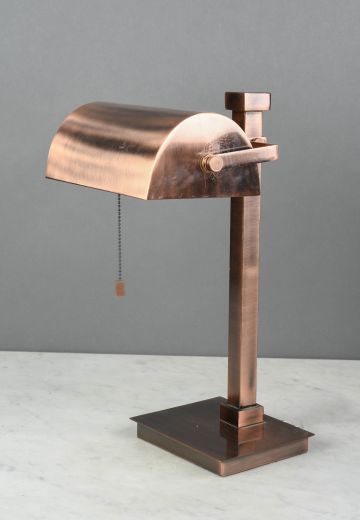Pewter Metal Shaded Bankers Lamp