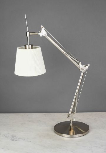 Nickel Fabric Shaded Desk Lamp