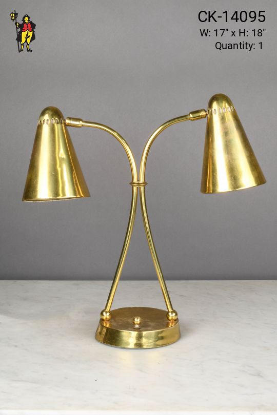 Brass Two Light Directional Desk Lamp