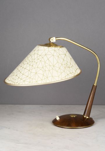Wood & Brass Mid Century Desk Lamp