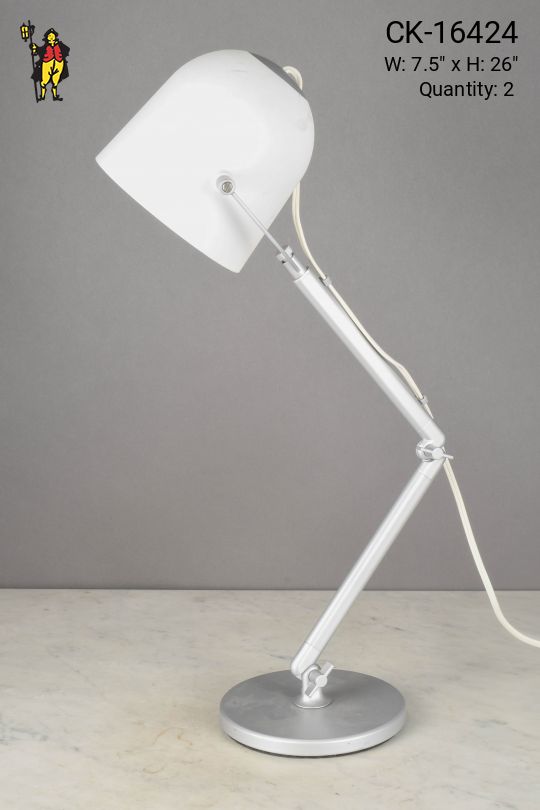 Nickel Desk Lamp w/White Plastic Shade