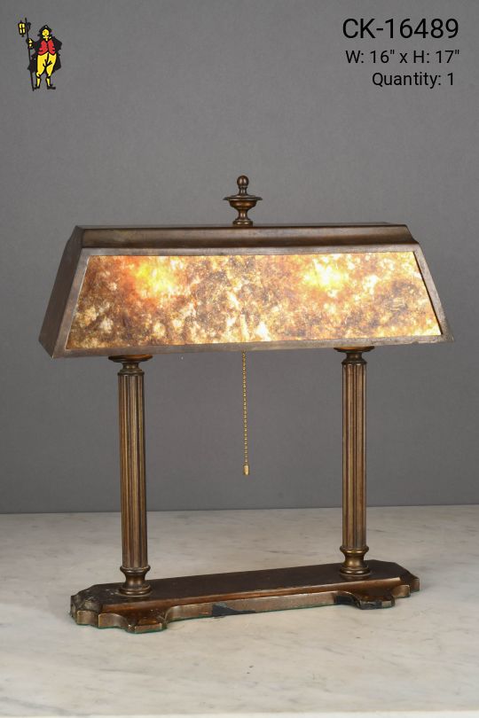 Mica Shaded Antique Brass Desk Lamp