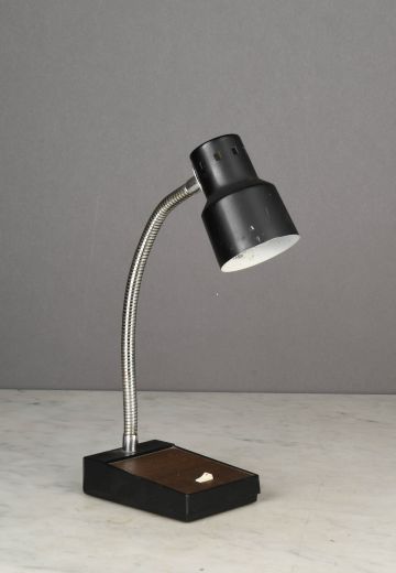 Black & Wooden Mid Century Gooseneck Desk