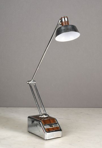 Nickel w/Wood Accent Mid Century Task Lamp