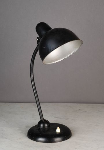 Black Metal Shaded Fixed Desk Lamp