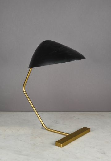 Brass & Black Metal Shaded Desk Lamp