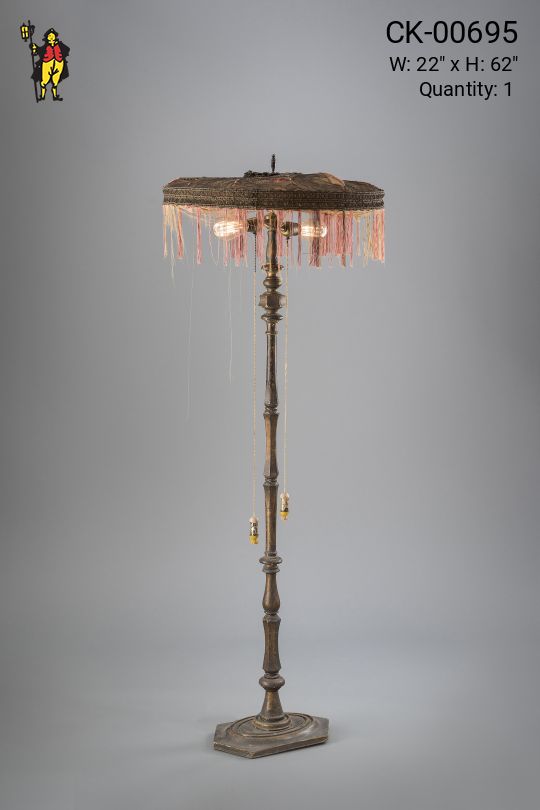 Funky Wooden Two Light Floor Lamp