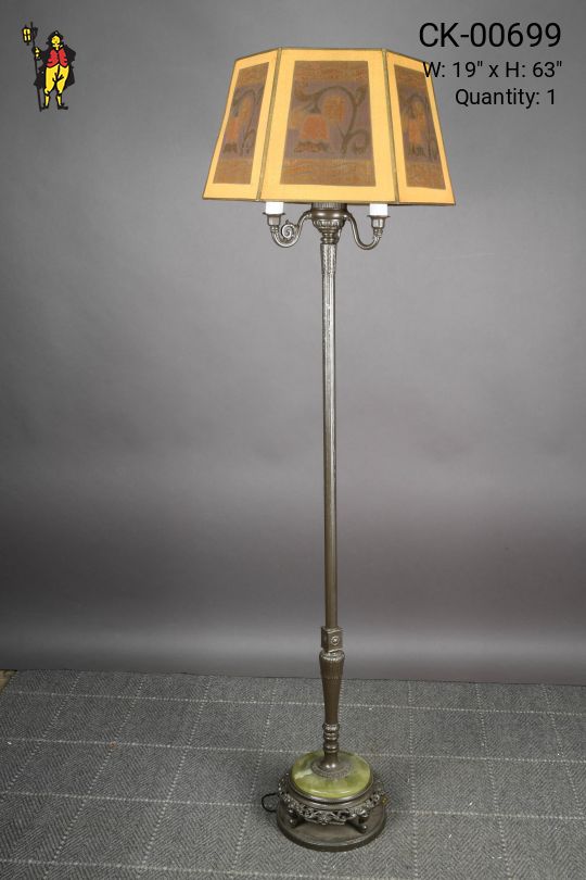 Antique Brass Floor Lamp With Mica Shade