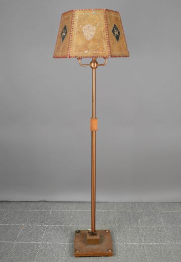 Three Candle Floor Lamp w/Etched Mica Lampshade