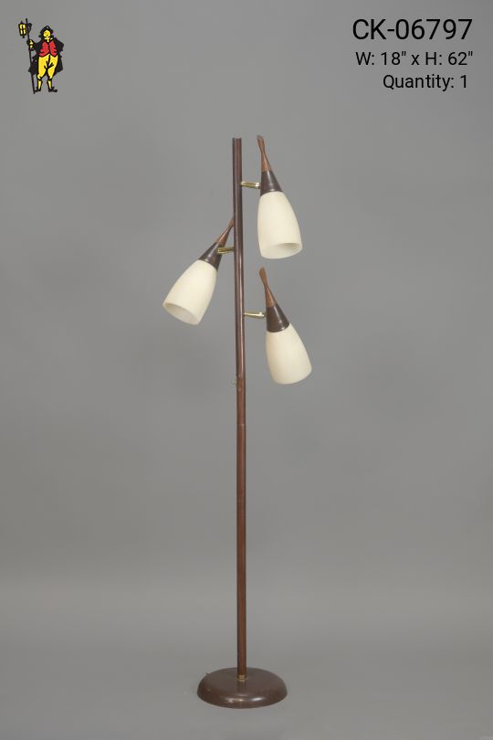 Mid-Century Bullet Reflector Floor Lamp w/Brown Base