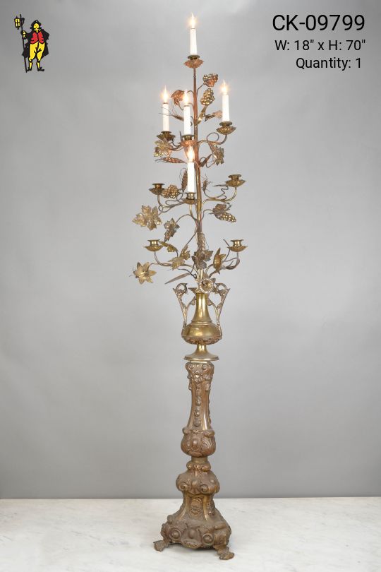 Five Candle Floral Standing Cadelabra