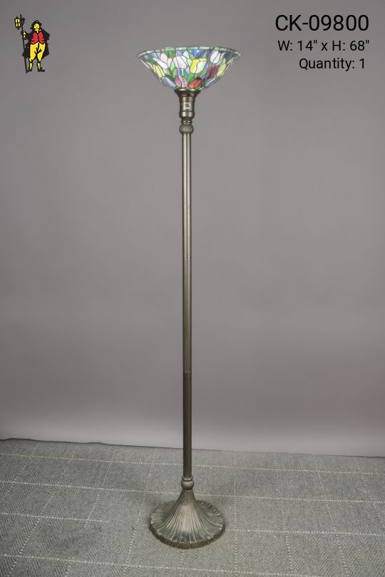 Floral Art Glass Torchiere