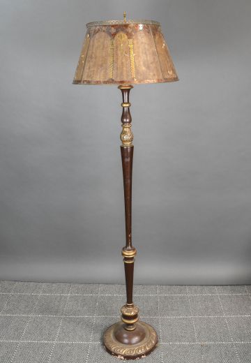 Wooden Deco Floor Lamp w/Mica Shade